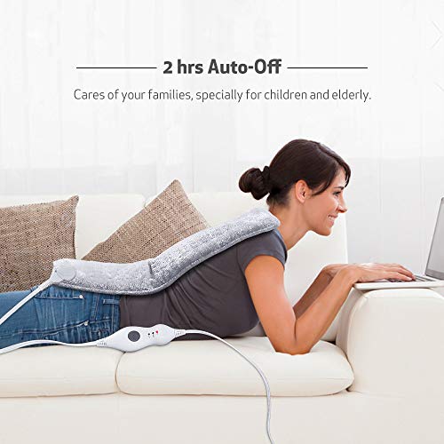 Electric Heating Pad, Large Fast Heat Therapy Wrap, Dry/Moist Heat Pad for Cramps, Pain Relief for Abdomen, Neck, Shoulder, Arms, Legs, Back and Waist 12" X 24", 2 Hours Auto Shut Off - Thumbnail 7