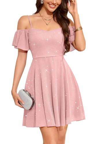 IHOT Sparkly Dresses for Teens Short Pink Cocktail Date Night Party Dress
