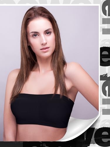 Image of Women Bandeau Bra Padded Strapless Bralette Bra Seamless Bandeau Tube Top Bra