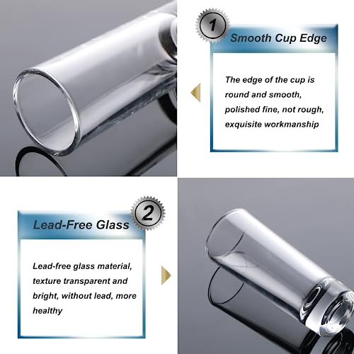 Image of Clear Heavy Base Shot Glasses 24 Pack, 2 oz Tall Glass Set for Whiskey, Tequila, Vodka