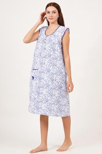 Image of Breezly Woman's Long Short Calf Length Pure Cotton Nighty