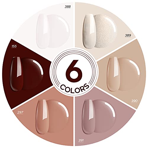 MEFA Gel Nagellack - 6 Farben Nude Braun Gel Nagellack Set Gel Nägel Hautfarbe Nagel Soak Off UV Gel Nagellack White Gel… – Bild 3