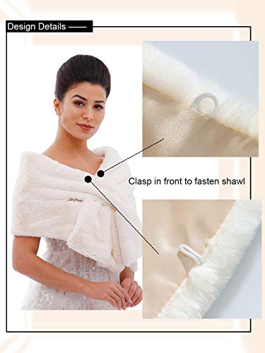 Gangel Long Faux Fur Shawl Wraps Bridal Winter Bolero Wedding 1920 Shrug(1pc)3