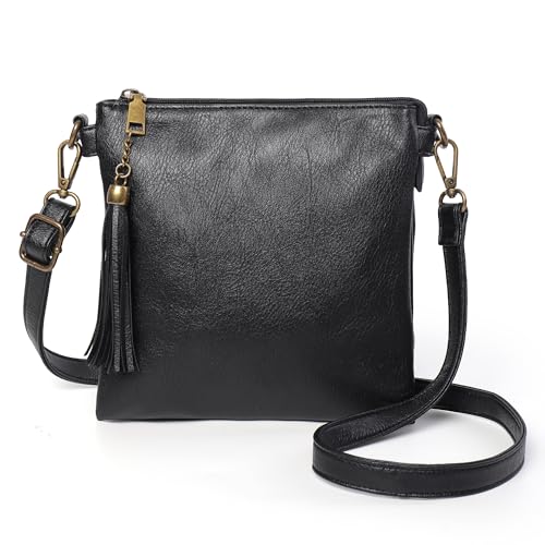 Image of seOSTO Vegan Leather Tassel Crossbody Purse,Multi Pocket Gifts For Women