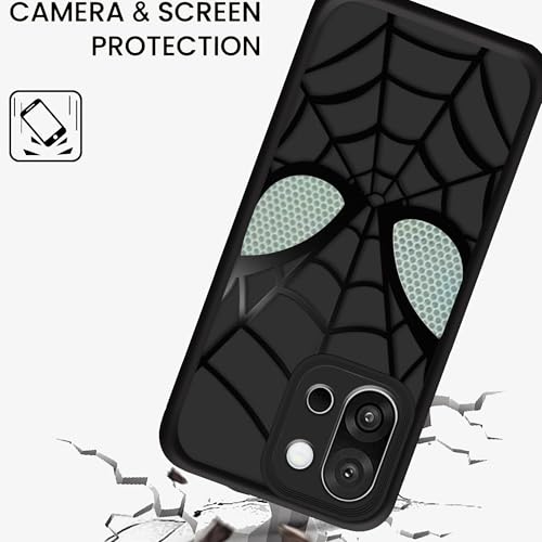 Image of Stylish Spider Back Case Cover Compatible for OnePlus 13s 5G | Spidey Face Mask Case | Soft Silicone | Camera & Full Body Protection | Shock Proof | (Black)