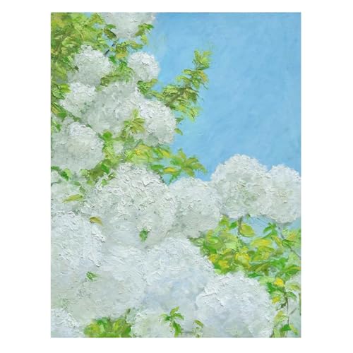 Toile abstraite d'hortensias blancs pour un art mural familial unique