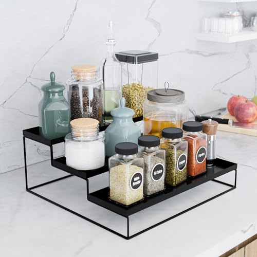 The Earth Store 3 Tier Kitchen Countertop Spice Rack Container Utensil Holder Organizer (Black) (B0D6KMSBL8) Amazon Price History, Amazon Price Tracker