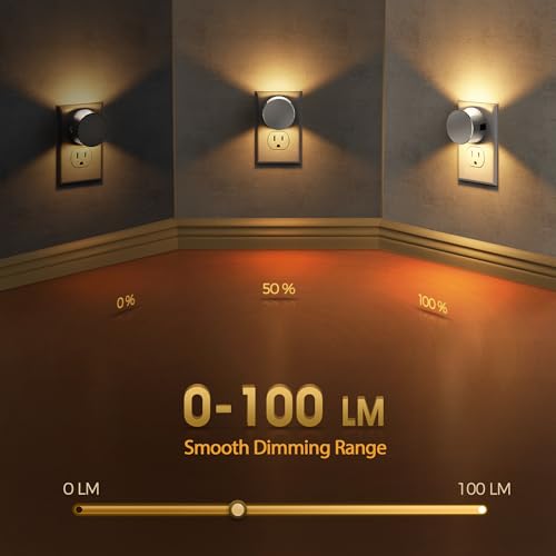 Image of Briignite Night Lights Plug into Wall Dusk to Dawn Sensor Nightlight | [2 Pack] Brightness Adjustable, 3000K Soft White, Dimmable Plug in Night Light for Bathroom Bedroom, Hallway