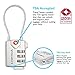 Lumintrail TSA Approved Lock for Luggage or Suitcase, Easy-to-Read 3 Digit Personalized Combination, Metal Travel Suitcase Luggage Lock, Silver, with a 4-FT Braided Steel Cable (1 Pack)