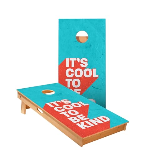 Skip's Garage Cool to Be Kind Cornhole Boards - Includes (2) Boards (NO Bags) + (2) Board Hole Lights