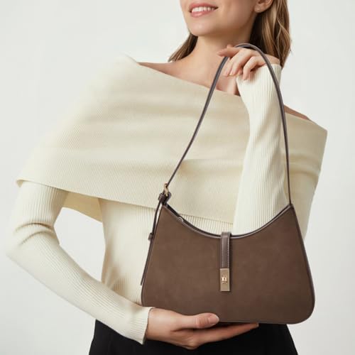 Image of CLUCI Suede Purses for Women, Shoulder Suede Bag with Adjustable Strap, Handbag Hobo Bags