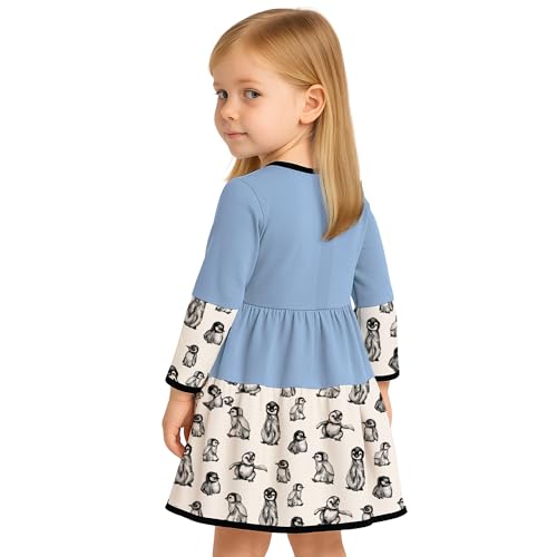 Organic Cotton Floral, Penguin and Hippo Animal Print Dress3