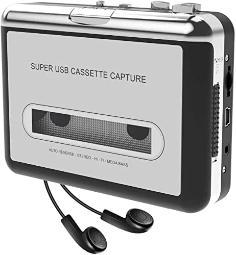 Cassette Player-Cassette Tape to MP3 CD Converter Via USB,Portable Cassette Tape Converter Captures MP3 Audio Music,Convert Walkman Tape Cassette to MP3 Format, Compatible with Laptop and PC