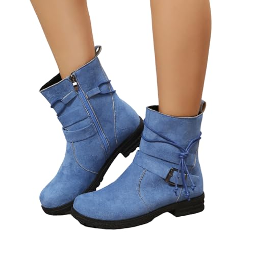 Stiefeletten Damen mit Absatz blau, Stiefeletten Damen mit Absatz...