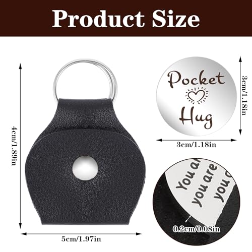 Mabor Pocket Hug Token Pocket Hug Keychain Holder Stainless Steel Double Sided Coin Inspirational Gifts for Cancer Patients Friends Must Have Hug Gifts for Men Women