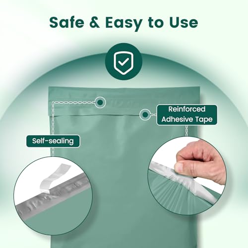 Image of Metronic Poly Mailers 14.5x19 400PC, Large Poly Mailers for Small Business Self-Seal Shipping Bags for Clothing, Shipping Envelopes, Packaging Bags, Mailing Poly Bags,Grayed Jade Green
