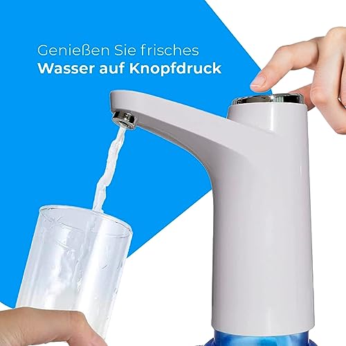 NK Wasserspender - LED-Anzeige, 1200 mAh USB-Akku, Silikonmaterial, kompatibel mit 4,5L 5L 7,5L 10L 11,3L 15L 18,9L (3,8 und 4,8cm Adapter) - Weiß