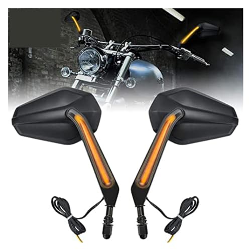 Espejo lateral universal para manillar de motocicleta con luces led intermitentes de gran angular 2