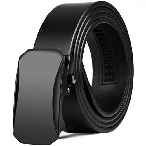 Cintura in Pelle da Uomo con Fibbia Automatica, più Colore, Regolabile, Vera Cintura Nera in Pelle da Uomo (Colore: A, Dimensione: 120 cm) (A 125 cm)
