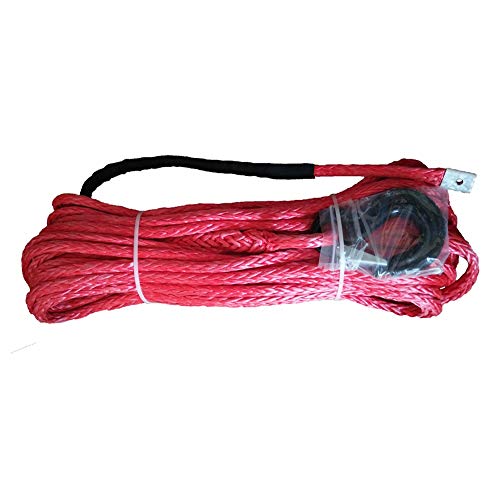 LERORA Cuerda sintética de 14 mm x 50 Metros con Gancho for ATV/UTV Banco eléctrico 4x4 de Accesorios de Carretera(Rot)