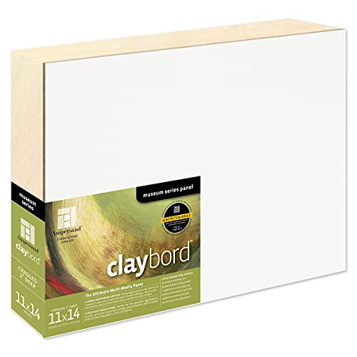Ampersand Art Supply Wood Painting Panel: Museum Series Claybord, 11" x 14", 2" Cradled Profile