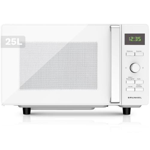 Microondas Digital, 700W-800W, 20L -25L, Sin Plato Giratorio, 5 Niveles de Potencia, 8 Programas, Pantalla LED, Base de Vidrio Fija (800W 25 Litros)