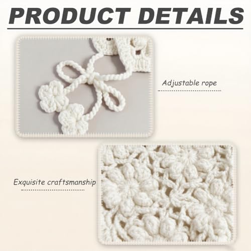 Baby Girls Bonnet Handmade Hollow Crochet Flower Earflap Knit Hats Adjustable 3-36 Months3