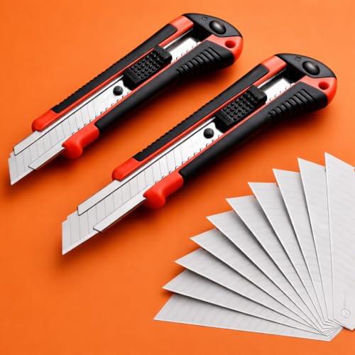 Image of Urban Elite 18mm Utility Cutter Set | 2 Retractable Cutters with 20 Replacement Blades | Auto-Lock Design | Comfortable Grip | For Home, Office, DIY & Packaging