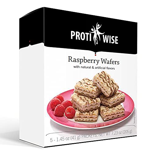 ProtiWise - Raspberry Diet Wafer Bars | 5/Box | Healthy Snack | High Protein, Low Sugar, Low Fat, Low Carb, Low Calorie