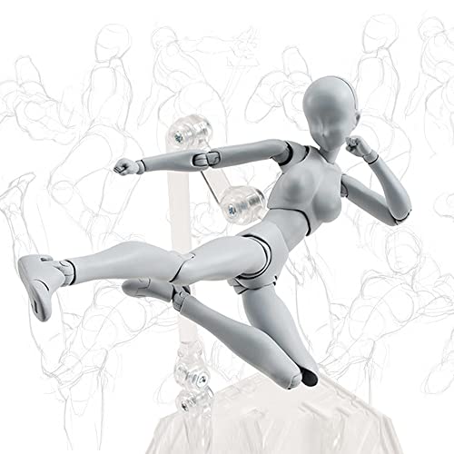 Artists' Drawing Mannequin - Cool Jointed Figure for Sketching, Painting, and Decoration (Grey, Female)
