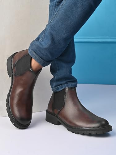 Image of Prolific Men's Chelsea Boots | Ankle Height Boot| Formal, Office & Casual Wear Shoes | Soft Cushioned Insole, Dynamic Feet Support, Arch Support & Shock Absorption
