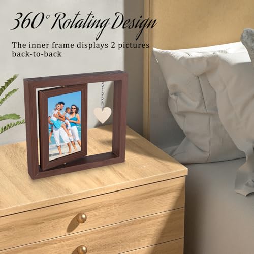 LTXDJ Draaibare fotolijst voor 2 foto's, 4 x 6 cm, houten Newlywed jubileum, fotolijst, paar, cadeau voor hem en haar, gepersonaliseerd fotocadeau voor bruiloft, Valentijnsdag, Moederdag, beste vriend - Image 5