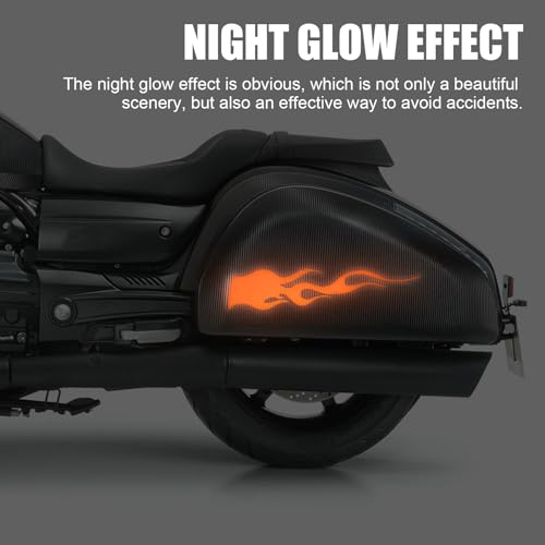 Image of 4 PCS Car Body Decorative Decal, 1.2 inch x 5.9 inch Flame Design PET Waterproof Non-Fading Sticker, Personalized Creative Self-Adhesive Accessories, for Most Cars Motorcycle Helmets (Orange)