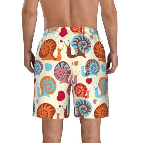 Cute Snail Print Men's Swim Trunks Quick Dry Beach Shorts with Pockets Lining Swimwear Bathing Shorts3