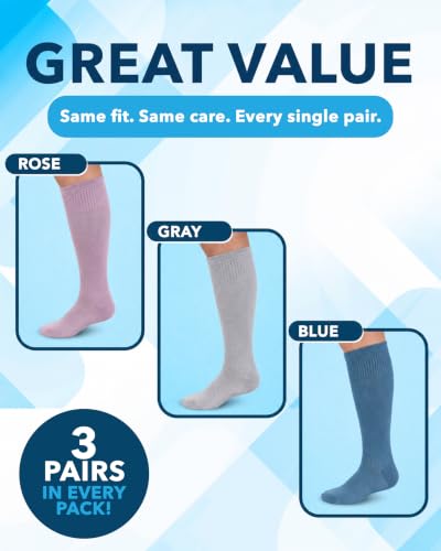 Image of Doctor's Select Bamboo Viscose Light Compression Socks for Women & Men - 3 Pairs, 8-15 mmHg Compression Socks, Knee High