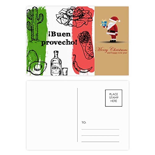 Lot de 20 cartes postales rondes Mexico motif cactus cuisine et Noël