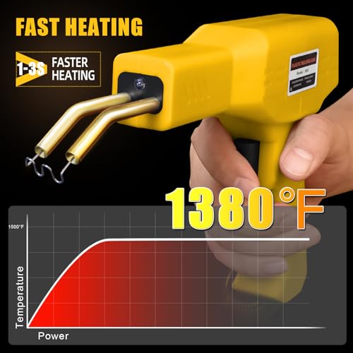 Image of ATOLS Upgraded Plastic Welder, 1000PCS Staples, Pure Copper Transformer, Rapid Heating, Plastic Welding Kit, Hot Stapler Kit, Plastic Welder Gun Kit, Car Bumper Repair Kit, Plastic Repair Kit(Yellow)