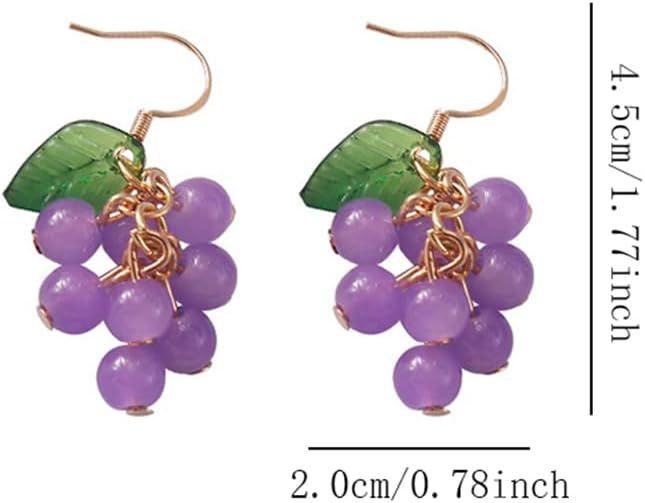 3D Green Grapes Drop Earrings Cute Fruit Pink Peach Acrylic Gold Dangle Earrings for Women Charm Jewelry Gift - Image 2