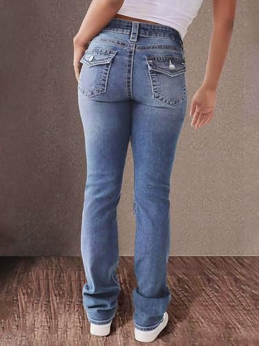 Image of Flamingals High Waist Boot Cut Jeans for Women Flare Denim Pants