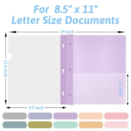 Image of Ndsox 30 Pack Clear Front Report Covers with 3-Prong Fasteners for 8.5 inchx11 inch | Plastic Presentation Folders Clear Front, 3 Prongs Report Covers, Resume Folders for Interview, 10 Colors, Large Capacity