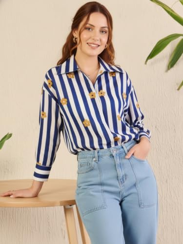 Image of Leriya Fashion Tops for Woman | Casual Top for Women Stylish Western Outfit | Collared Button Shirt for Women Oversized | Girls Professional Shirt for Office and Daily Outfit