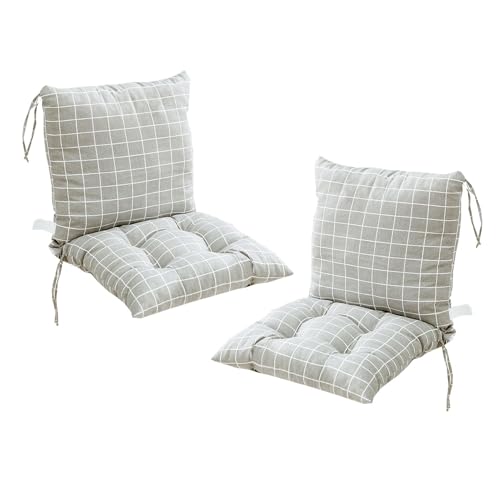 FYCYGG Conjunto de 2 almofadas com encosto baixo, com correia, almofadas para cadeiras de jardim, 40 x 80 cm (Light Gray)