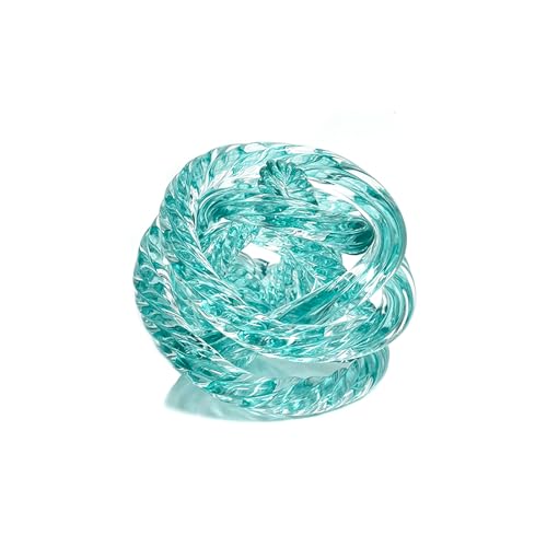 ORRFIDDY Glass Knot Teal Orbit Ball Hand Blown Infinity Sculpture Decor Glass Orbit Home Decor Table Decoration Interio Art