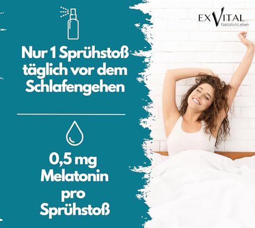 Melatonin sprej, s ekstraktom lavande i vitaminom B6 - 0,5 mg tekućeg melatonina po spreju, prirodni hormon sna, bočica s raspršivačem od 30 ml s TRENUTNIM UČINKOM - bez alkohola, visoke doze i proizvedeno u Njemačkoj