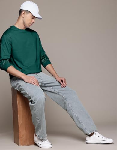Image of Veirdo Pure Cotton Round Neck Regular Fit Solid Full Sleeve T-Shirt for Men & Boys (Available in Black, Cork, Green, Maroon, Navy, Swanwhite & White Color)
