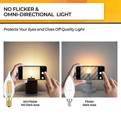 Hizashi LY-C32-4W-2700-90-C 90+ Cri Led Candelabra Bulb 40W Equivalent E12 Led Bulb Dimmable 2700K Soft Warm White, Chandelier Light Bulbs thumb #5