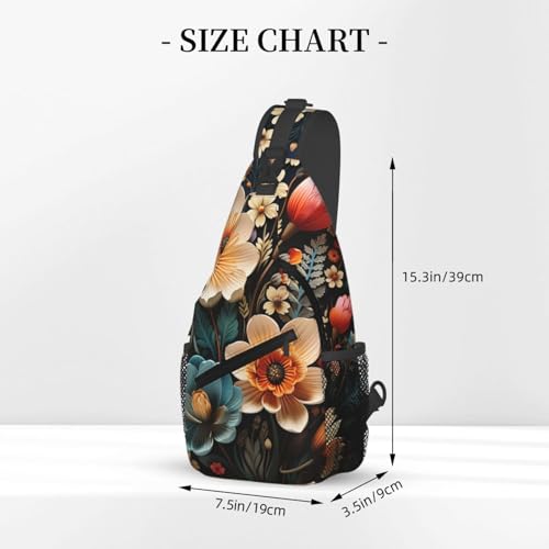Bolso tipo sling pequeño con patrón floral para senderismo miniatura 3