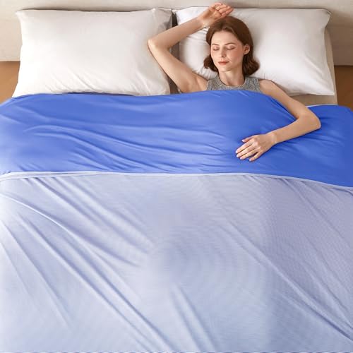 Image of COOVA Cooling Blanket for Hot Sleepers,Lightweight Summer Cold Thin Blanket for Night Sweats and Hot Flashes,Breathable Soft Blanket for Bed Couch Sofa,(Navy Blue,50x60 inches)
