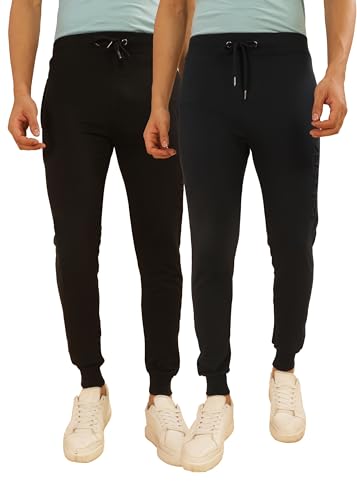 Image of Force NXT Men's Super Combed Cotton Rich French Terry Fabric Solid Joggers | Active Joggers for Men | Comfortable Waistband with Zipper Pocket for Daily Workout