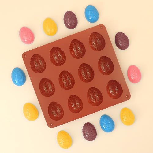 BFJ Easter Egg Silicone Moulds 2pcs Egg Easter Chocolate Moulds 12 Style Egg Candy Molds Non-Stick, Red, Egg - 12 Cavity - Image 4